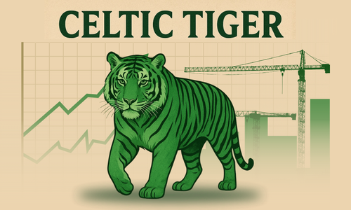 Drawing of green tiger in beige background